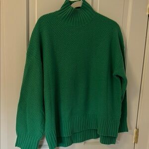 Everlane Recycled Cashmere Green Mock Neck Sweater